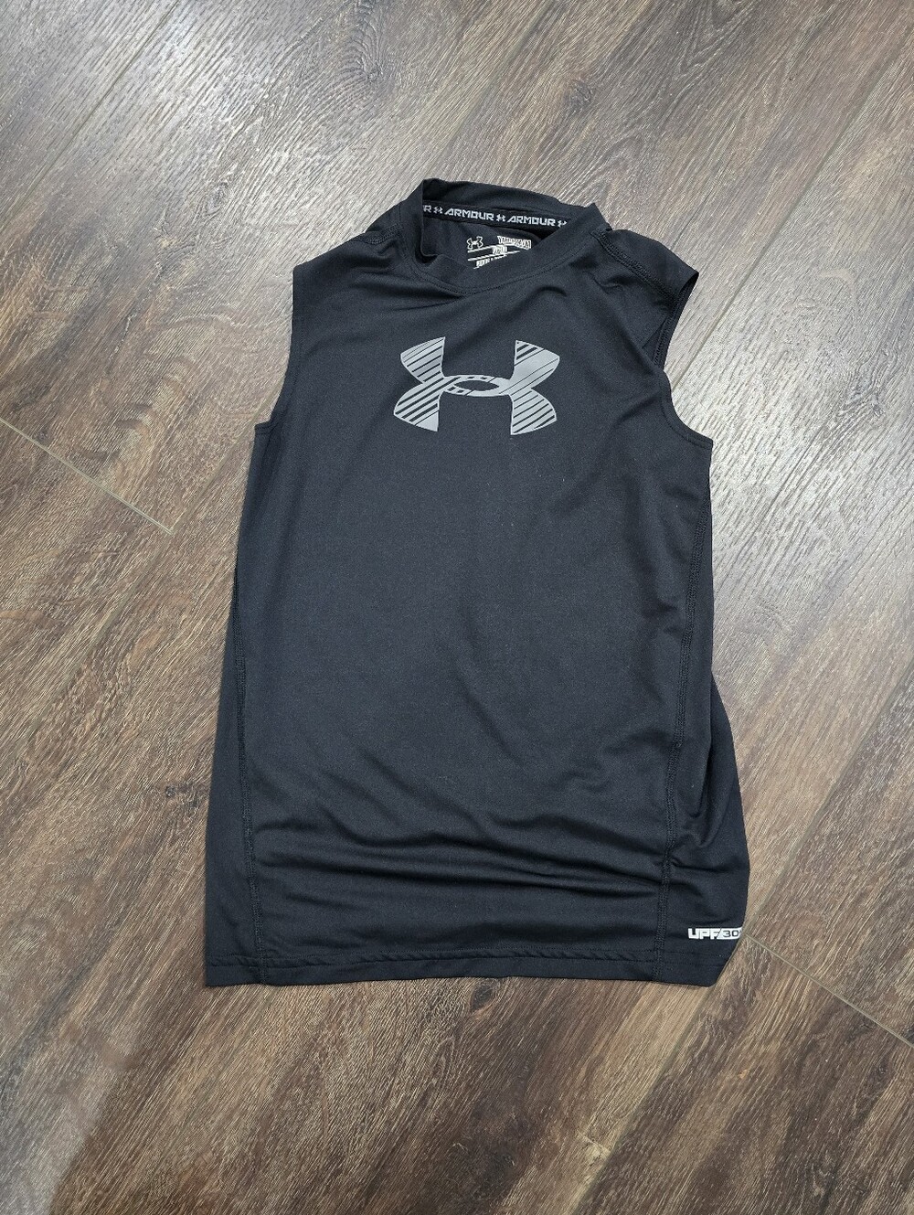 Under Armour Men’s Black Sleeveless Performance Top with Gray Logo